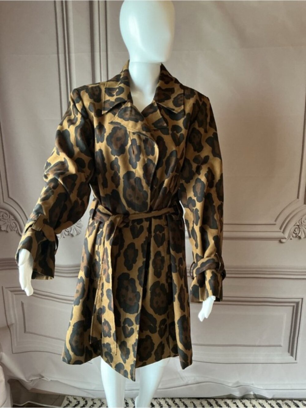 INC International Concepts ✨Leopard Print Trench Coat with Belt XL